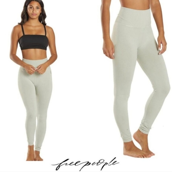 FREE PEOPLE  MOVEMENT NWT GOOD Karma leggings in sea glass green XS/S - Picture 4 of 7